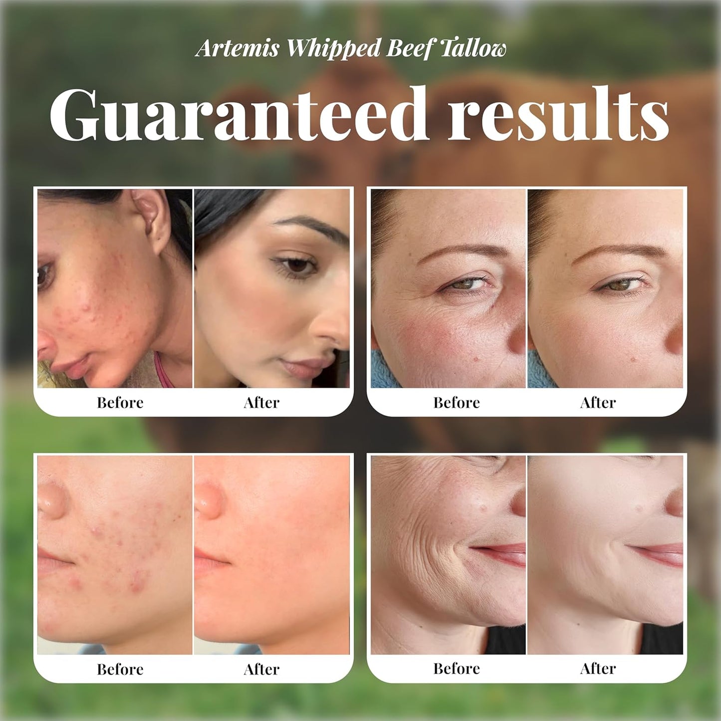 ARTEMIS Whipped Beef Tallow Natural Balm Face Cream, 6 oz (Pack of 1) | Moisturizer, Cream for Soft, Smooth Skin, Body Lotion, Skin Care, Lip Balm Organic, Tallow cream | Vitamins A, C, D, and E | Apple Scent