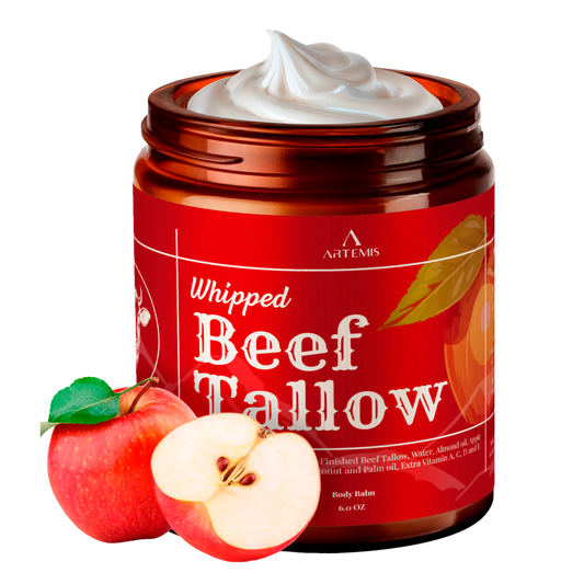 ARTEMIS Whipped Beef Tallow Natural Balm Face Cream, 6 oz (Pack of 1) | Moisturizer, Cream for Soft, Smooth Skin, Body Lotion, Skin Care, Lip Balm Organic, Tallow cream | Vitamins A, C, D, and E | Apple Scent